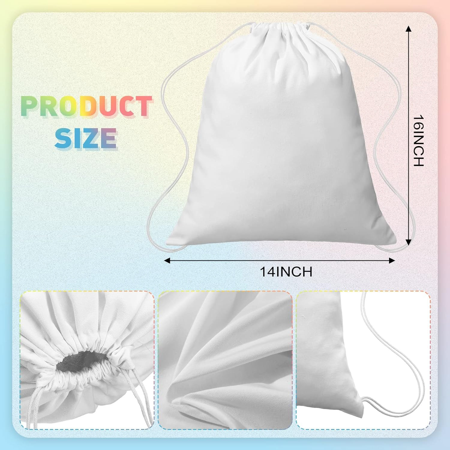 Tie Dye Cotton Drawstring Bags Sublimation Blank Backpack White Canvas Drawstrin