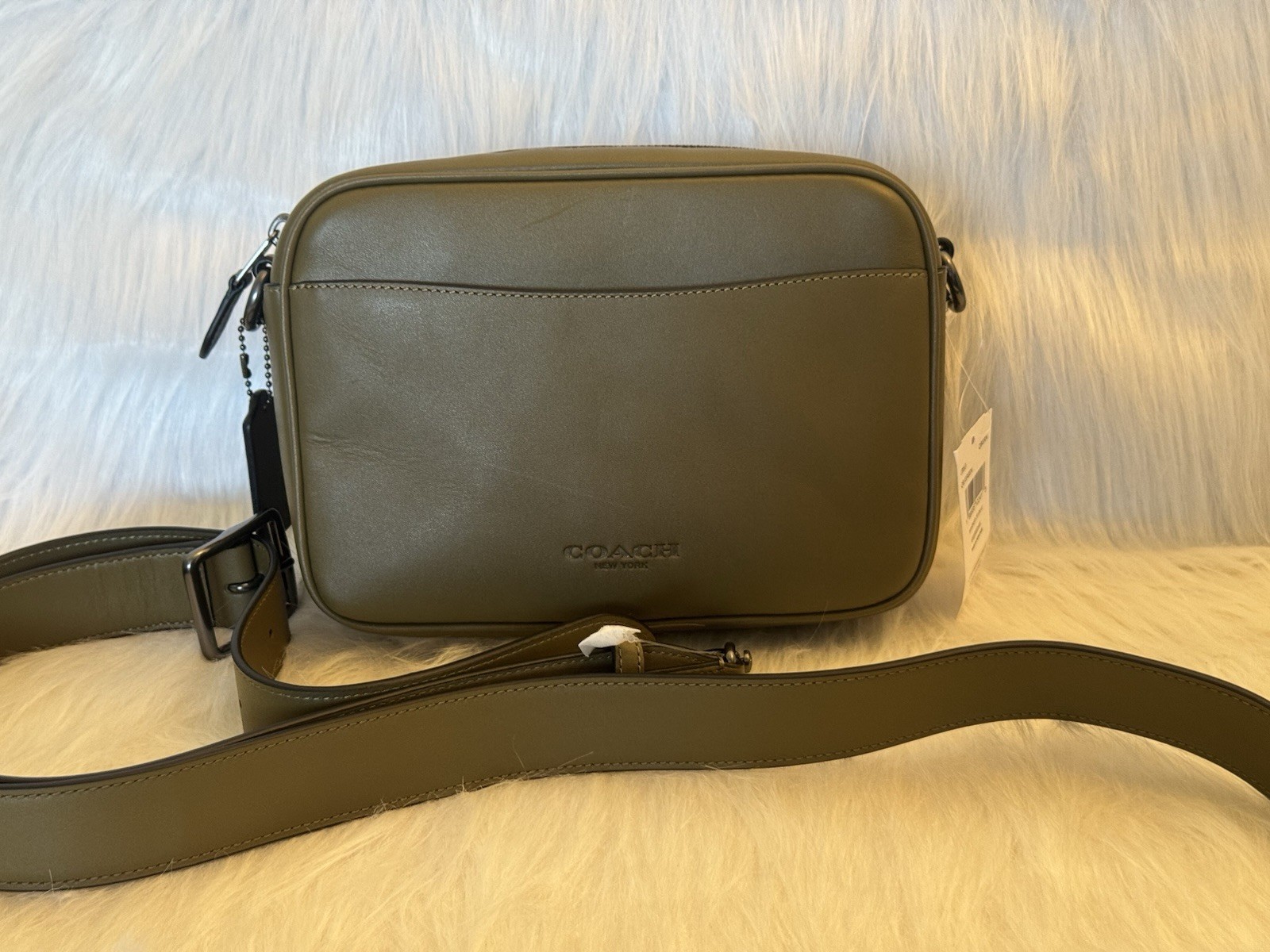 NWT COACH MEN’S Warner Crossbody Bag Smooth grain leather CBI63 QB/GREEN