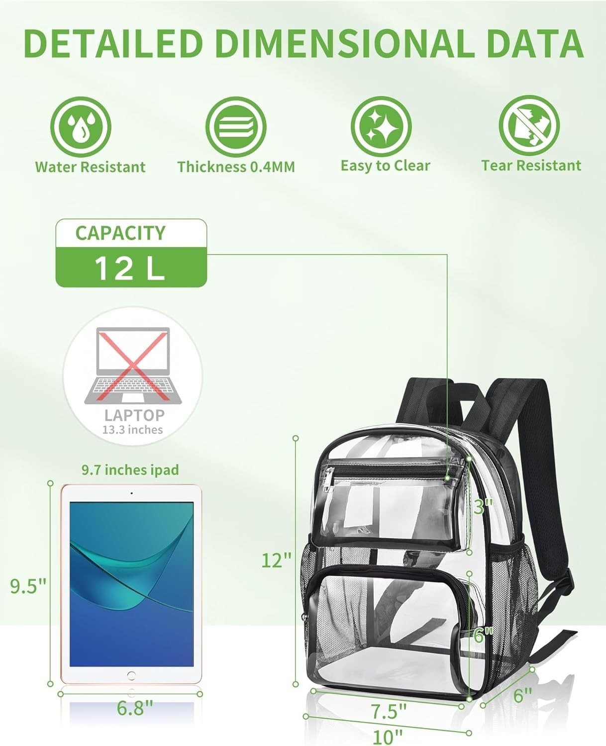 Clear Backpack Stadium Approved for Women and Men, Clear Bag for Stadium Even…