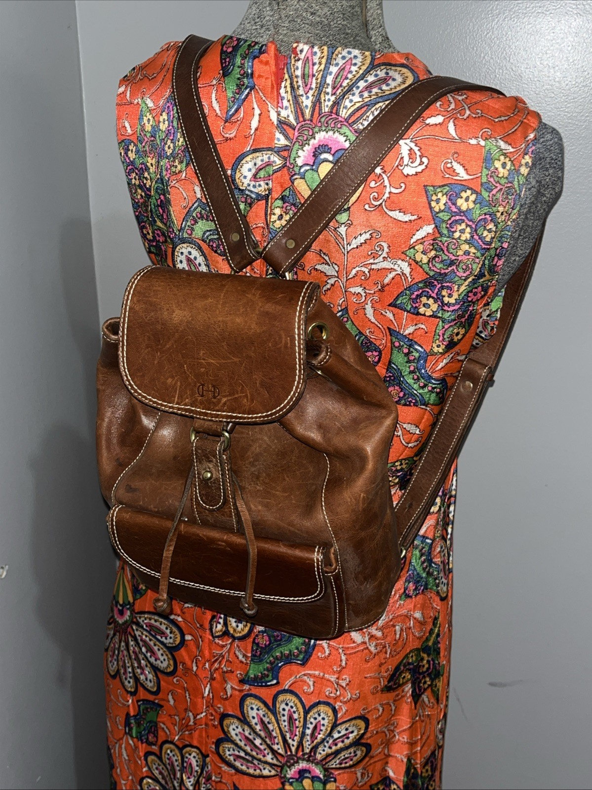 Vintage 90’s Cole Haan Brown Leather Backpack Purse 11×11”