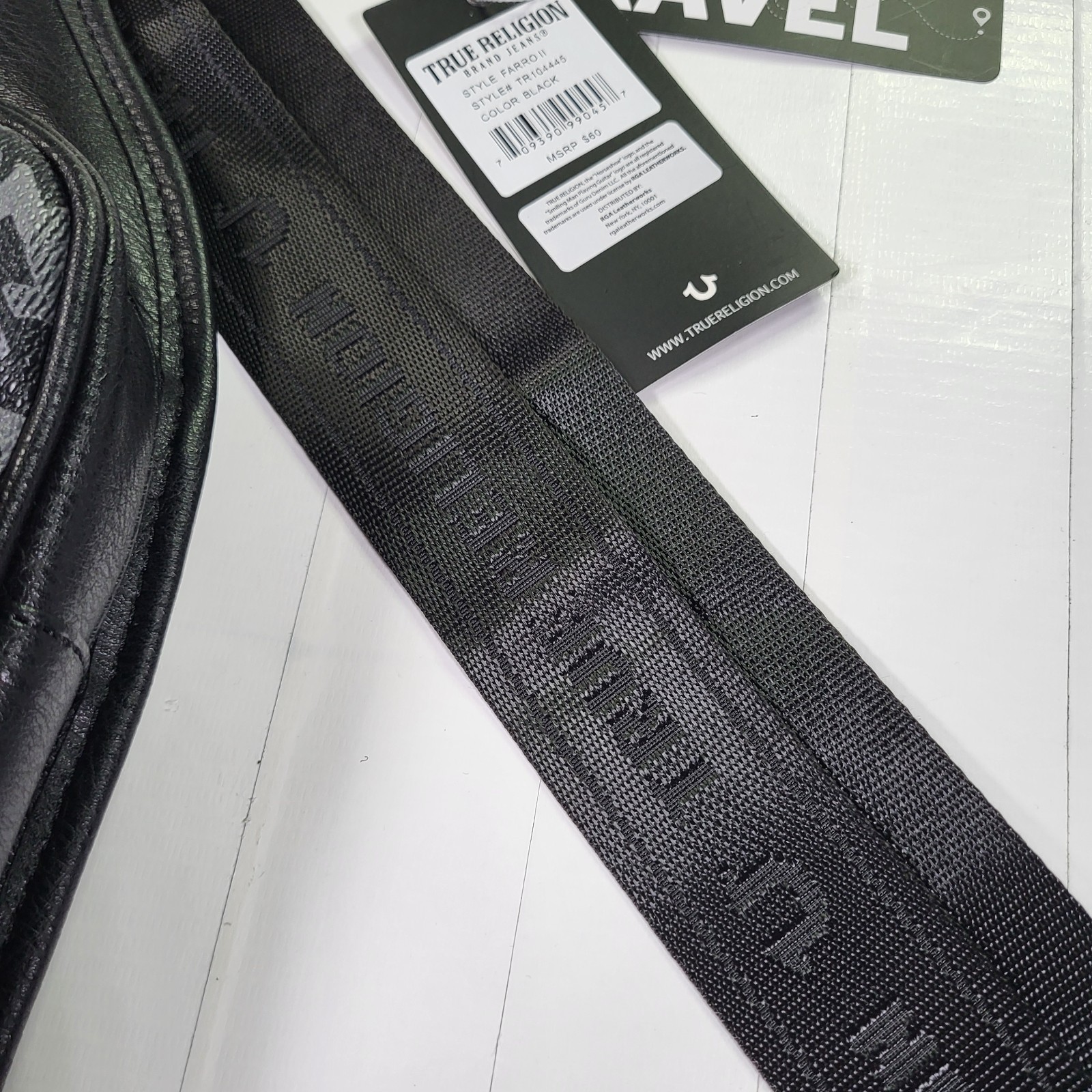 True Religion Black Gray Sling Bag Men’s New With Tags Farro II TR104445