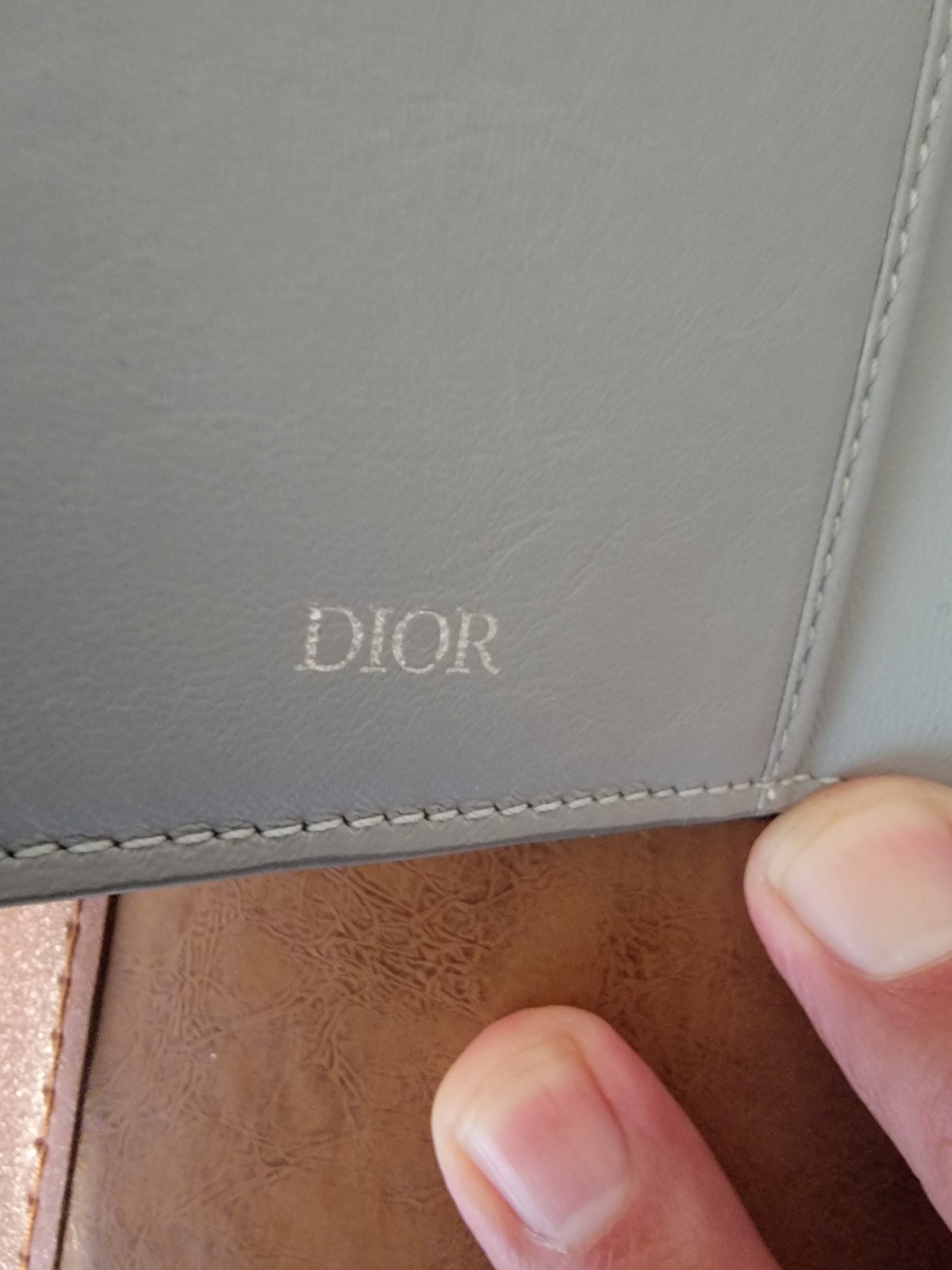 Christian Dior CD Diamond Canvas Pocket Organizer Gray Card Holder Wallet w/ Dus