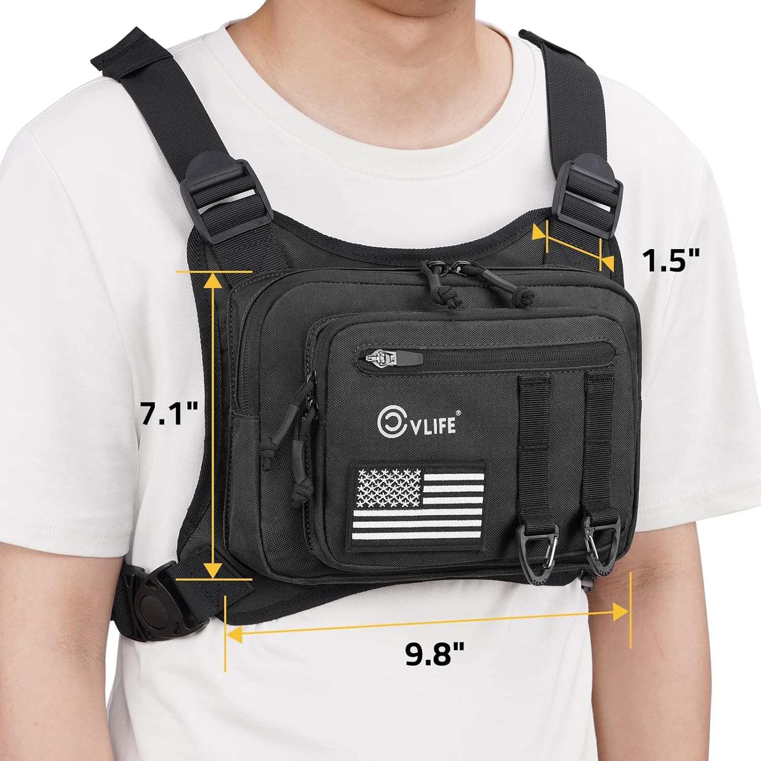 Tactical Combat Front Chest Rig Bag Hunting Protective Vest Pack +Pistol Holster