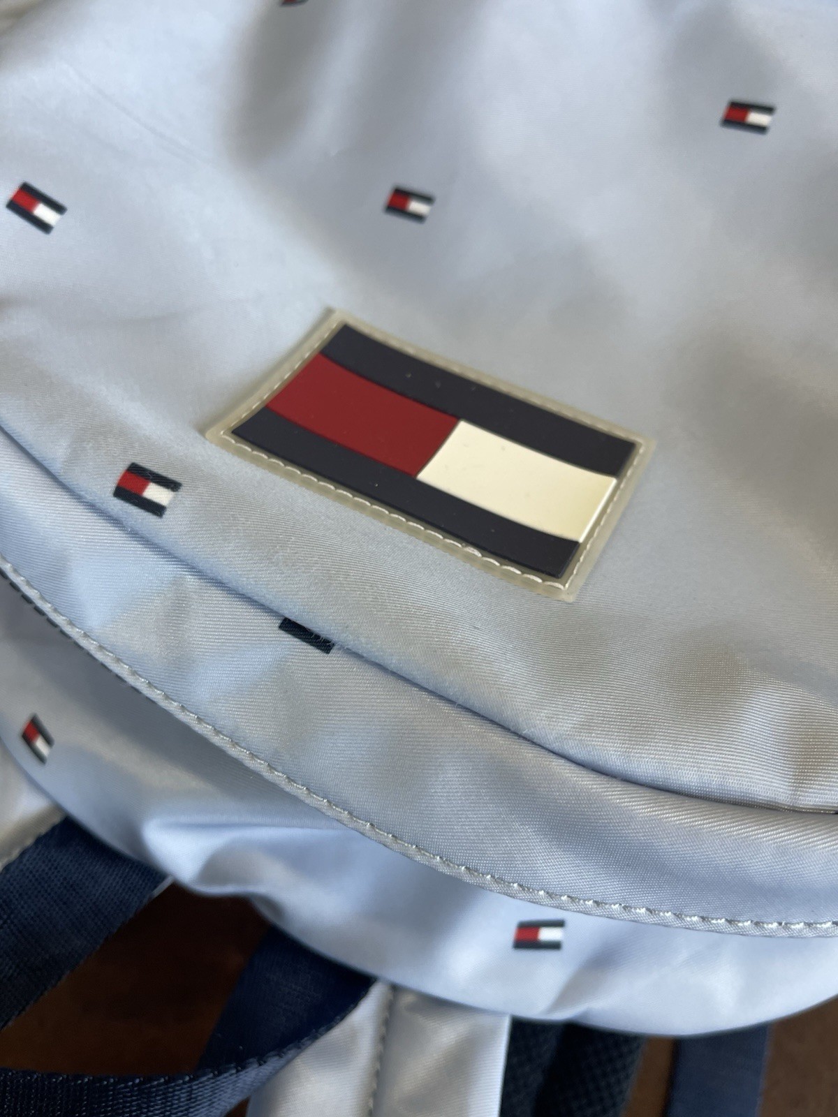 Tommy Hilfiger Light blue/Gray Backpack Adjustable Strap Pocket Designer Classic
