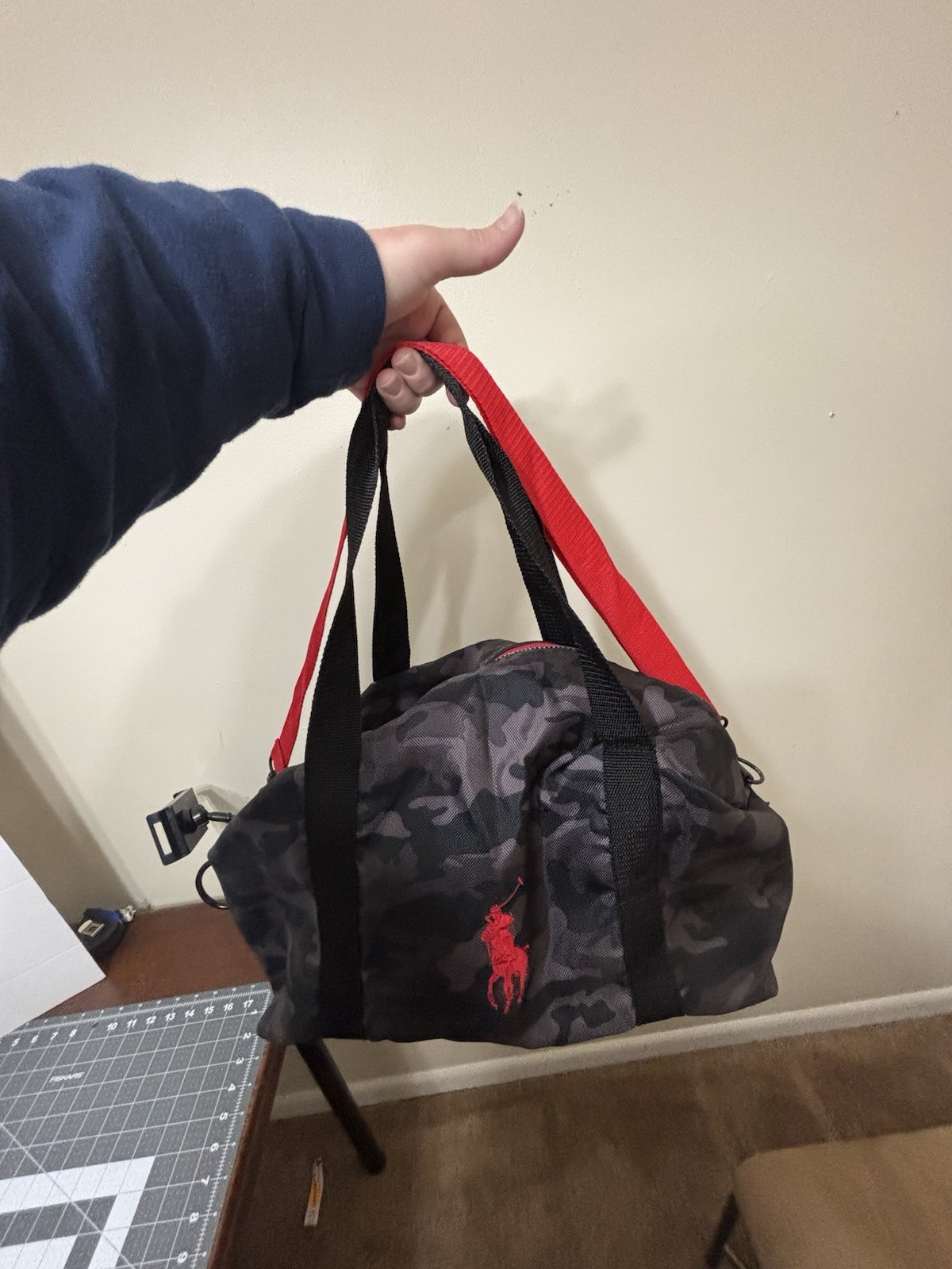 Polo Ralph Lauren Duffle Bag Black Gray Camo Red Pony Travel Gym Overnight Bag