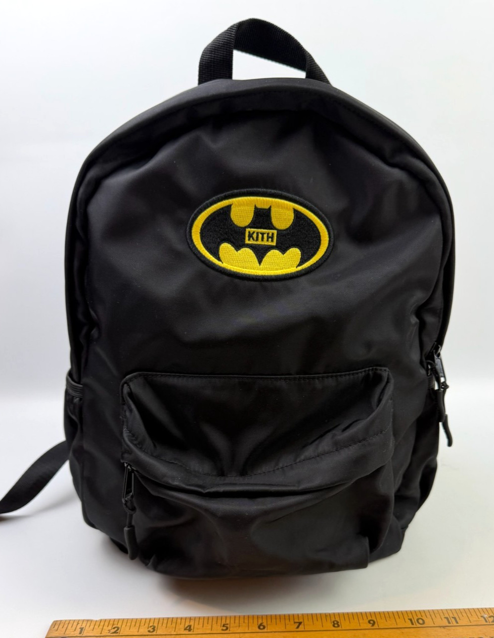 KITH Batman Backpack 85th Anniversary Logo Black Nylon 2024 DC Comics RARE EUC
