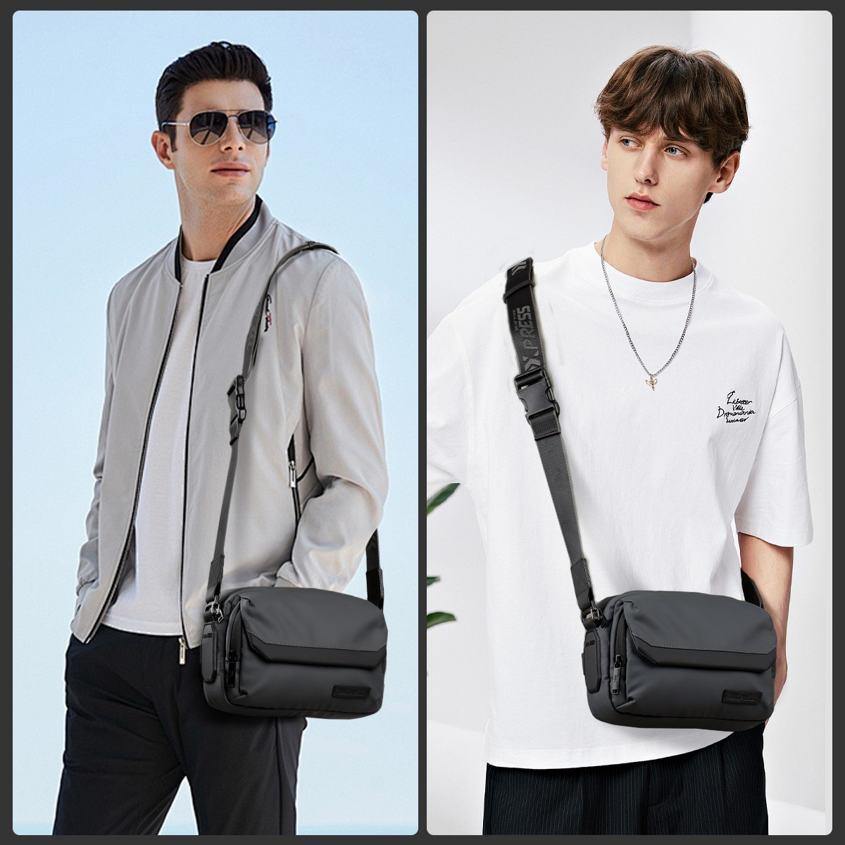 Shoulder Bag Men Waterproof Messenger Bag Crossbody Bag Casual Square Sling Bag