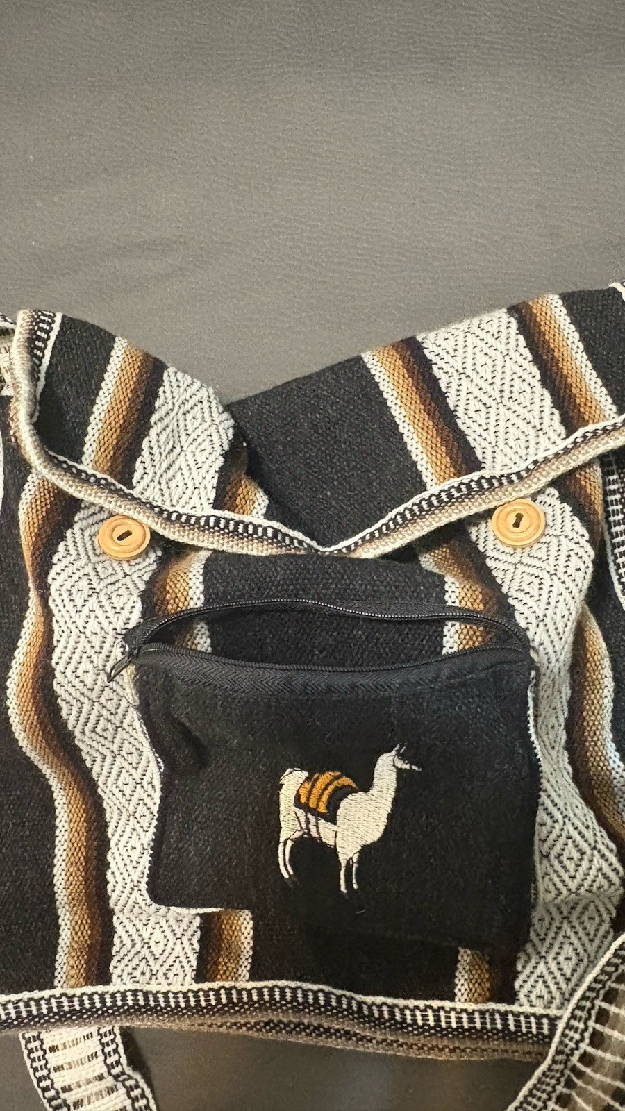 Peruvian Natural Colored Crossbody Bag – Multicolor, Pocket. Buttons