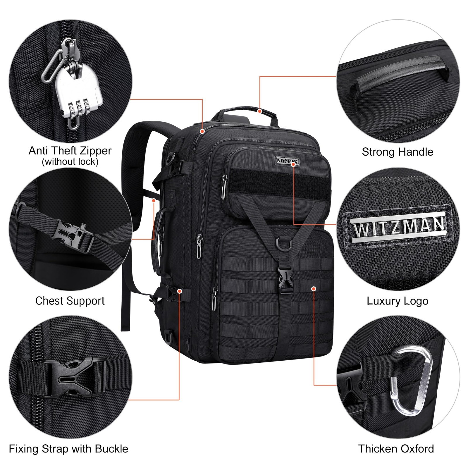 Large 45L Convertible Travel Backpack for Men – Fits 17″ Laptop, Airline Approve
