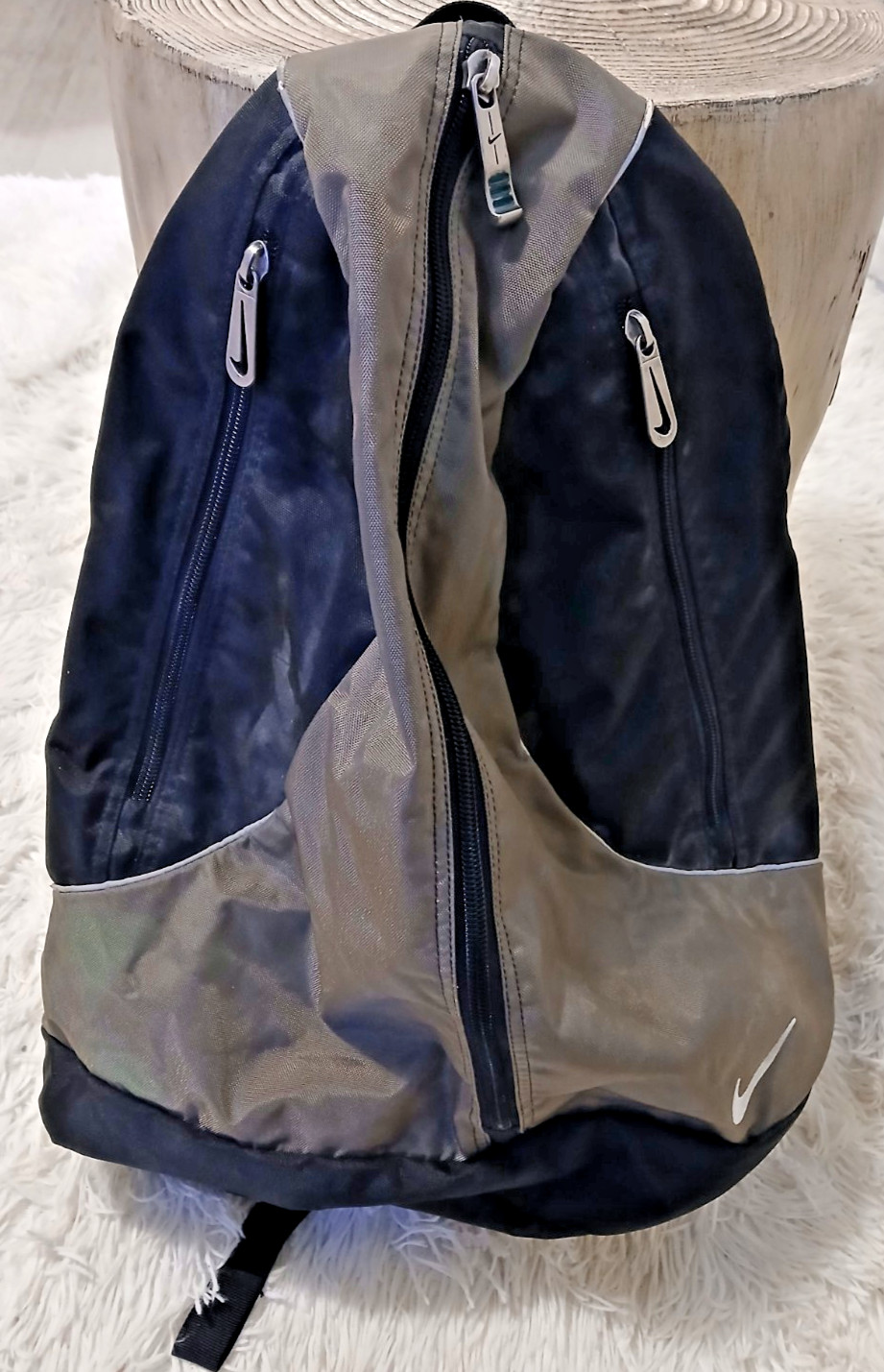 Nike Vintage Center Zip Y2K Backpack 90s Black Gray