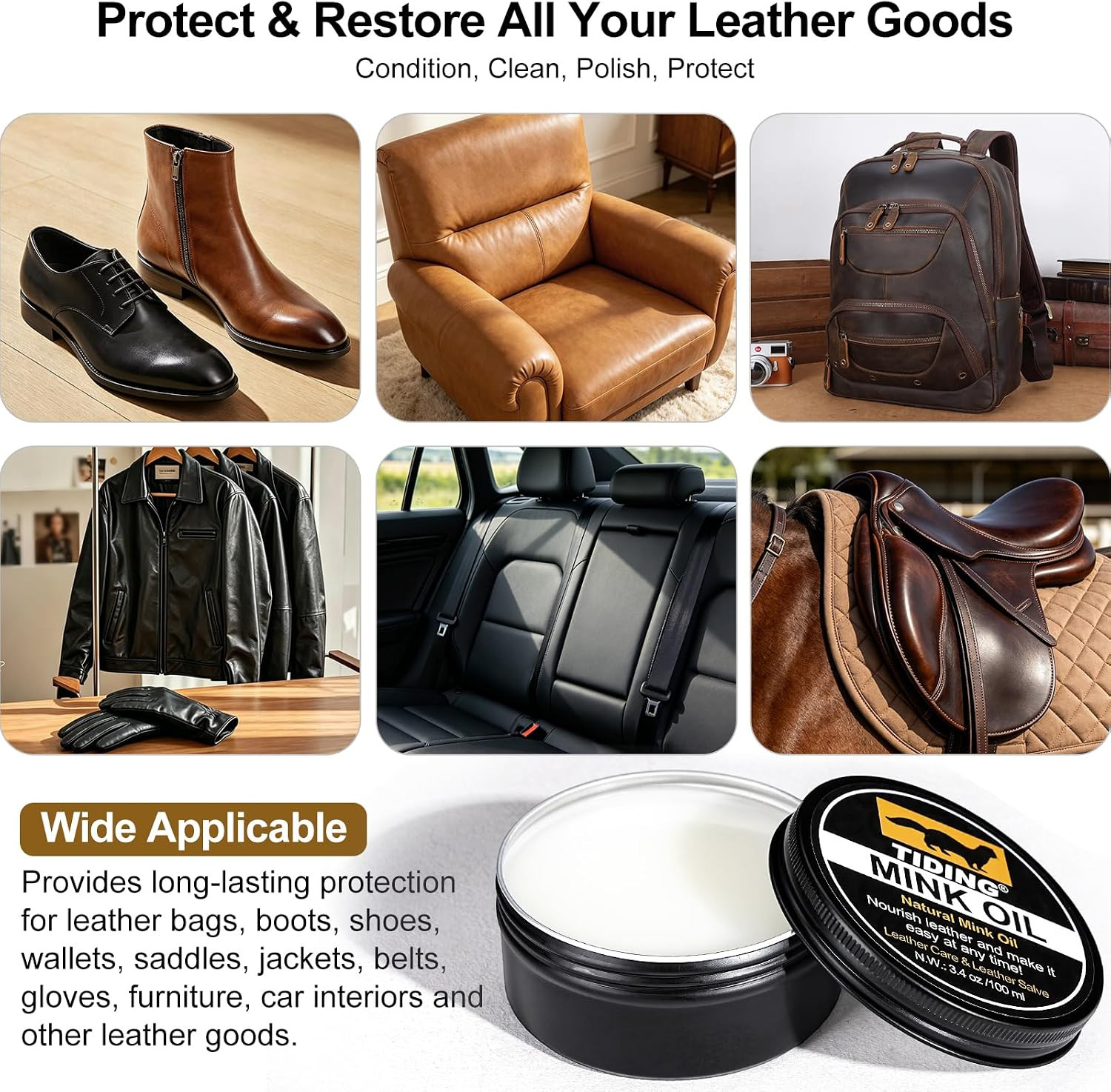 Men’s 18″ Full Grain Leather Briefcase & Mink Oil Conditioner Bundle