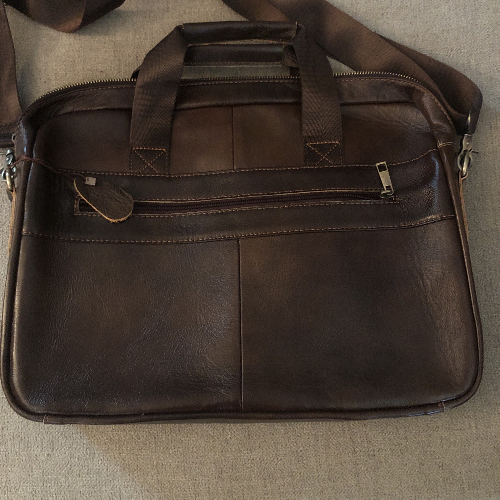 Fonmor Genuine Leather Briefcase Bag Coffee Brown Business Laptop Bag Law Office