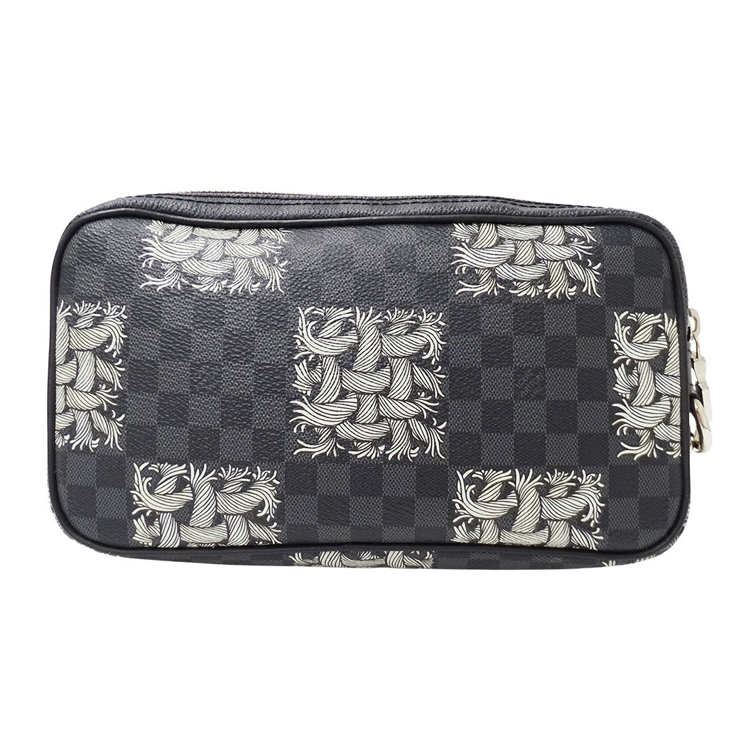 Louis Vuitton Christopher Bag Men’s Clutch Damié Graphite Black Used