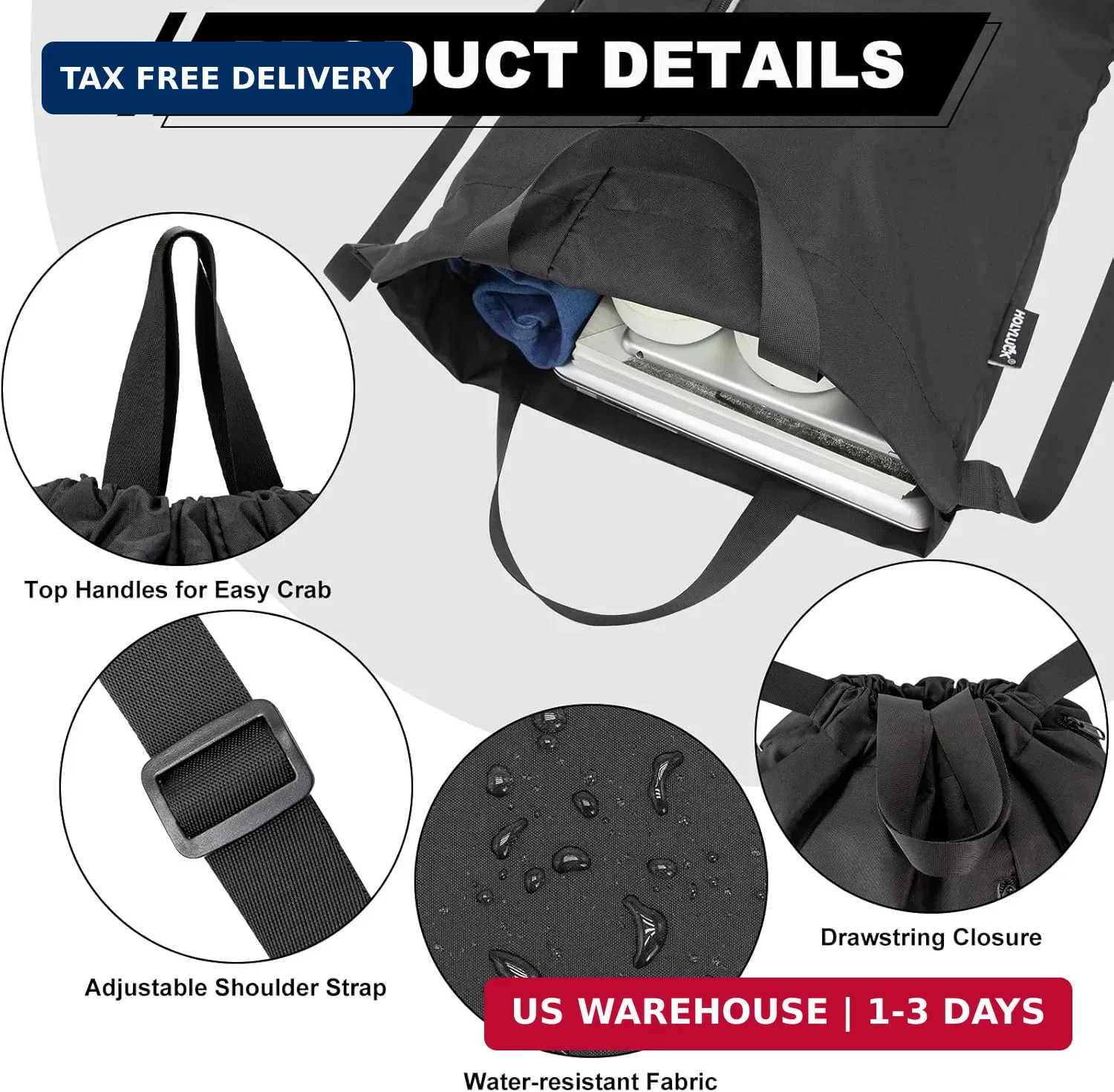 HOLYLUCK Drawstring Backpack Gym Bag For Men Women, String Beach Swim Sports Bac