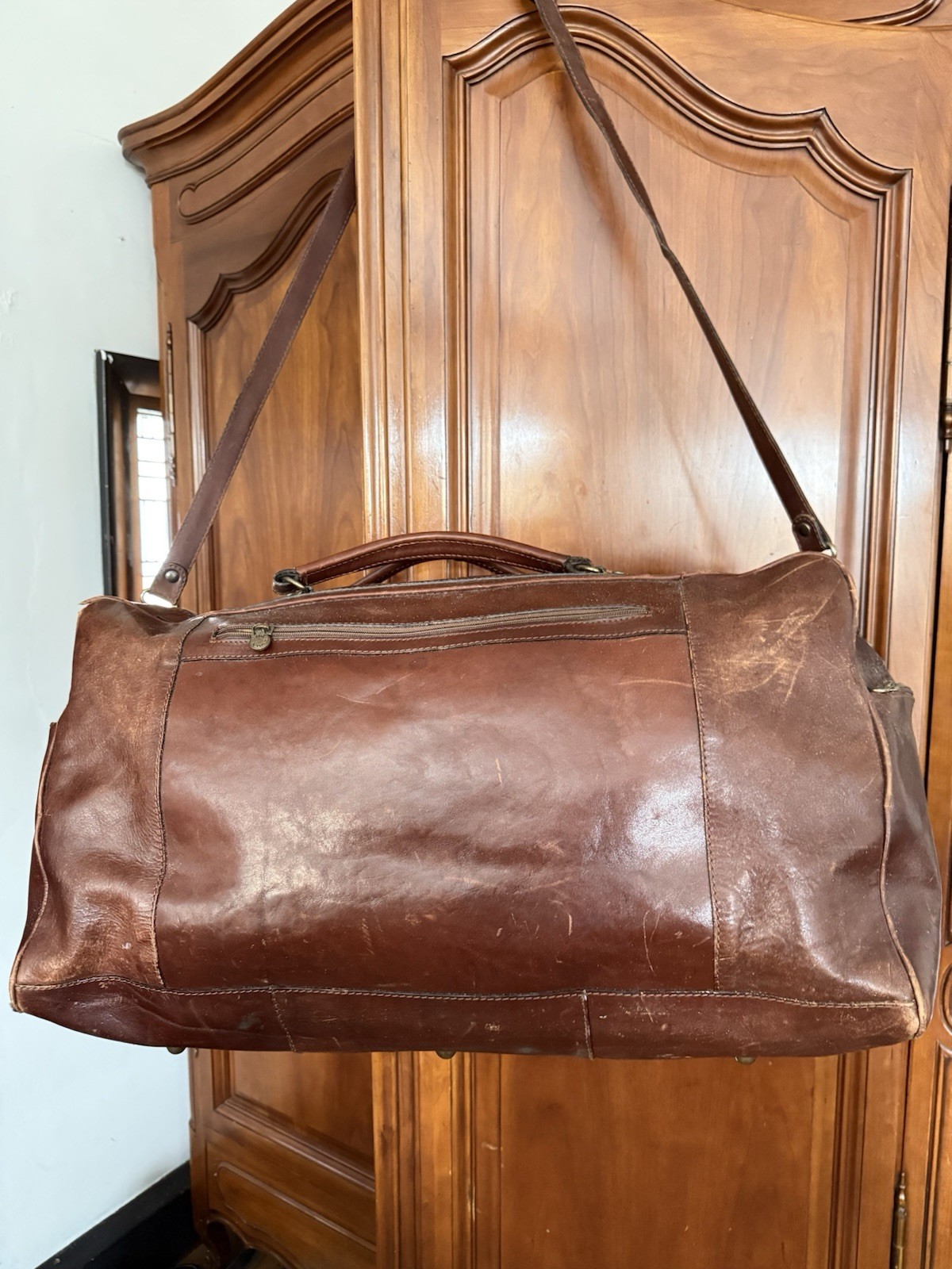 Peruzzi Firenze Italian Leather Weekender Bag Rich Brown luggage duffle