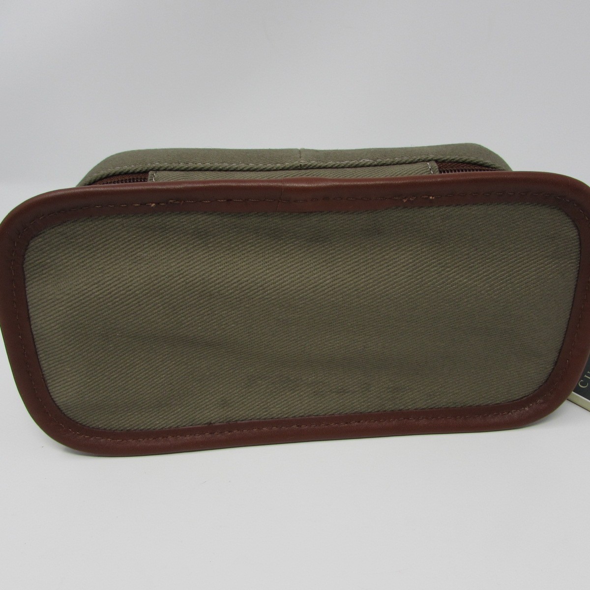 Cutter & Buck Valuables Pouch Cotton Twill Leather Trim Brown Tan Travel Stains