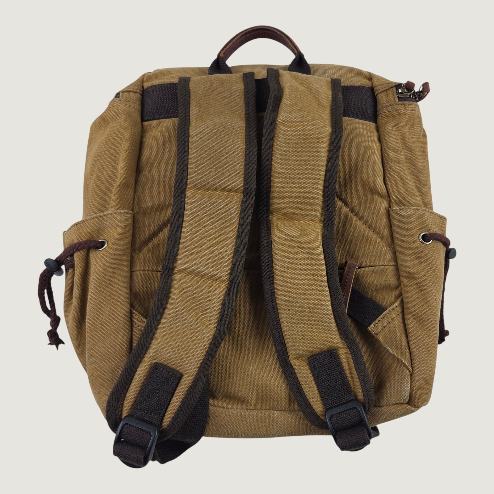 Ducks Unlimited Canvas Backpack Rucksack Field Bag Tan Leather Daypack Rugged