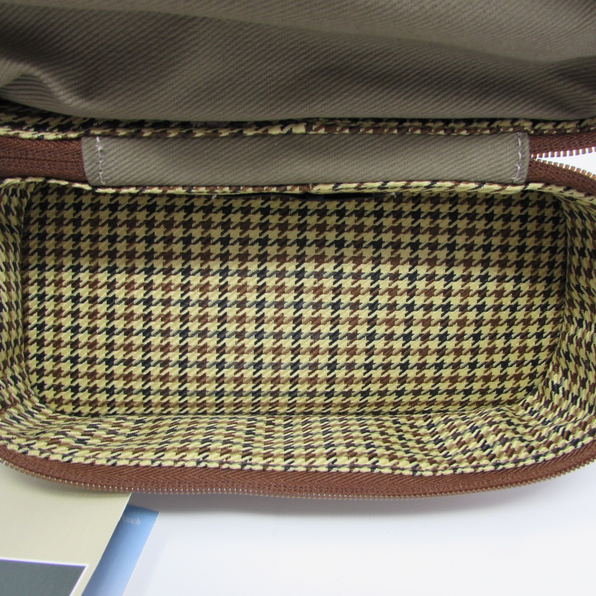 Cutter & Buck Valuables Pouch Cotton Twill Leather Trim Brown Tan Travel Stains