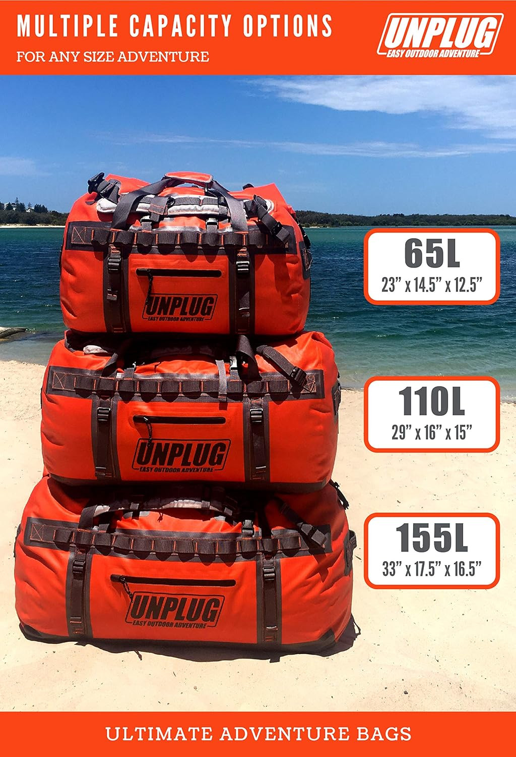 UNPLUG Ultimate Adventure 110L Waterproof Travel Bag for Outdoor Activities