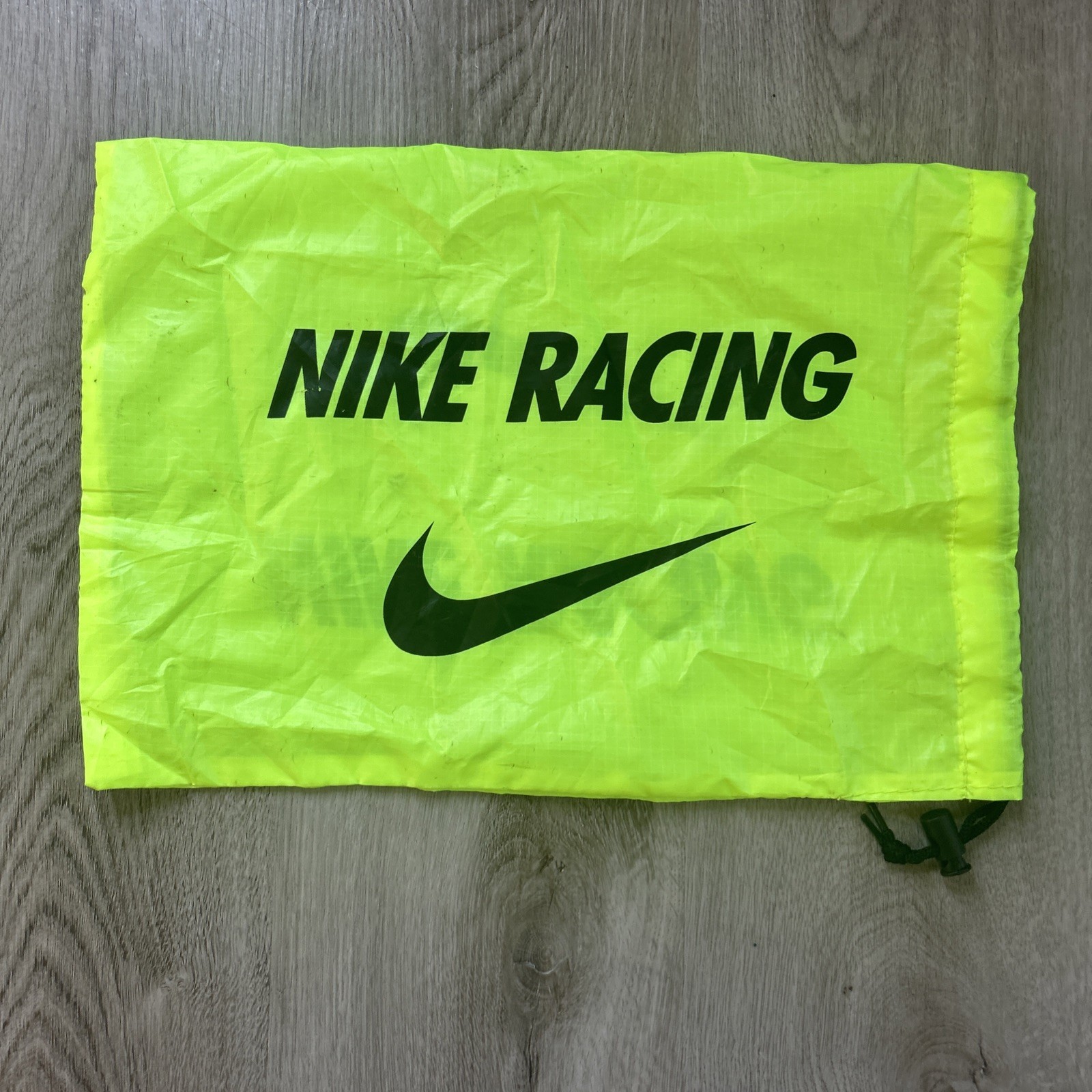 Nike Track & Field Racing Neon Yellow Gear Shoe Bag Nylon OS Swoosh Stains READ