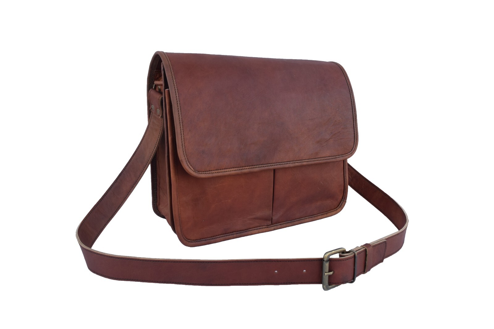 14 In Leather Messenger Bag Office Laptop Satchel School Crossbody Shoulder Bags