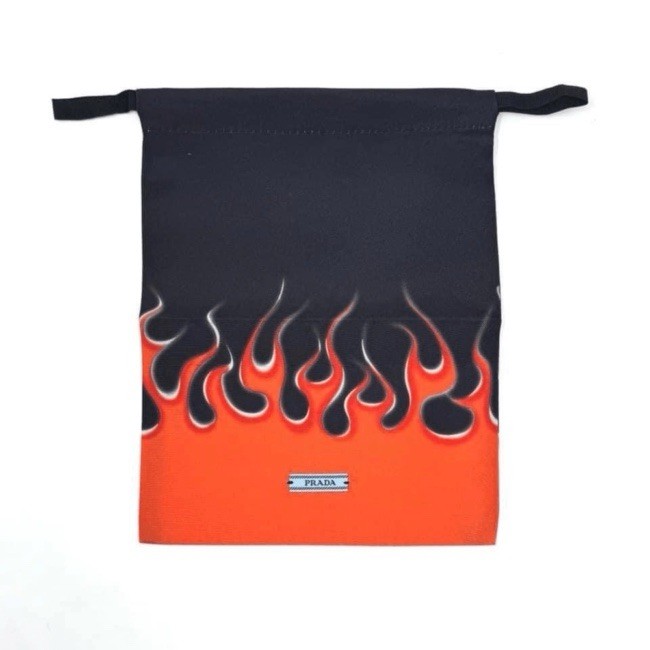 PRADA Flame Drawstring Dust Bag in Orange/Black(Size 7.5″ x 9″)