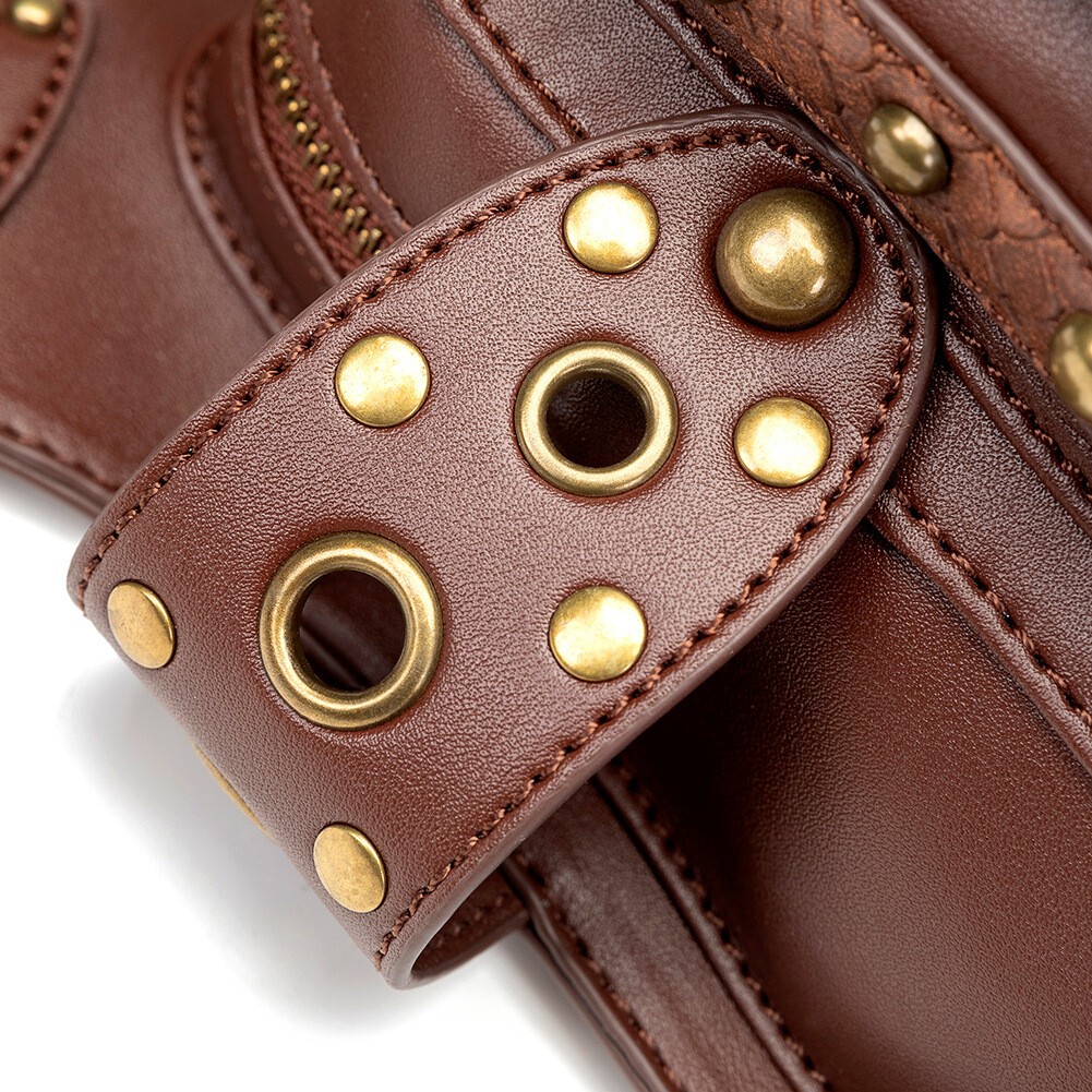 GEARDUKE Men Women Gothic Steampunk Crossbody Shoulder Leather waist Chest Bag