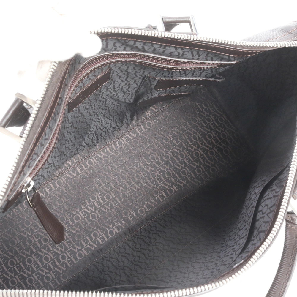 LOEWE Leather Business Bag Document Briefcase Tote Commuting Brown A4