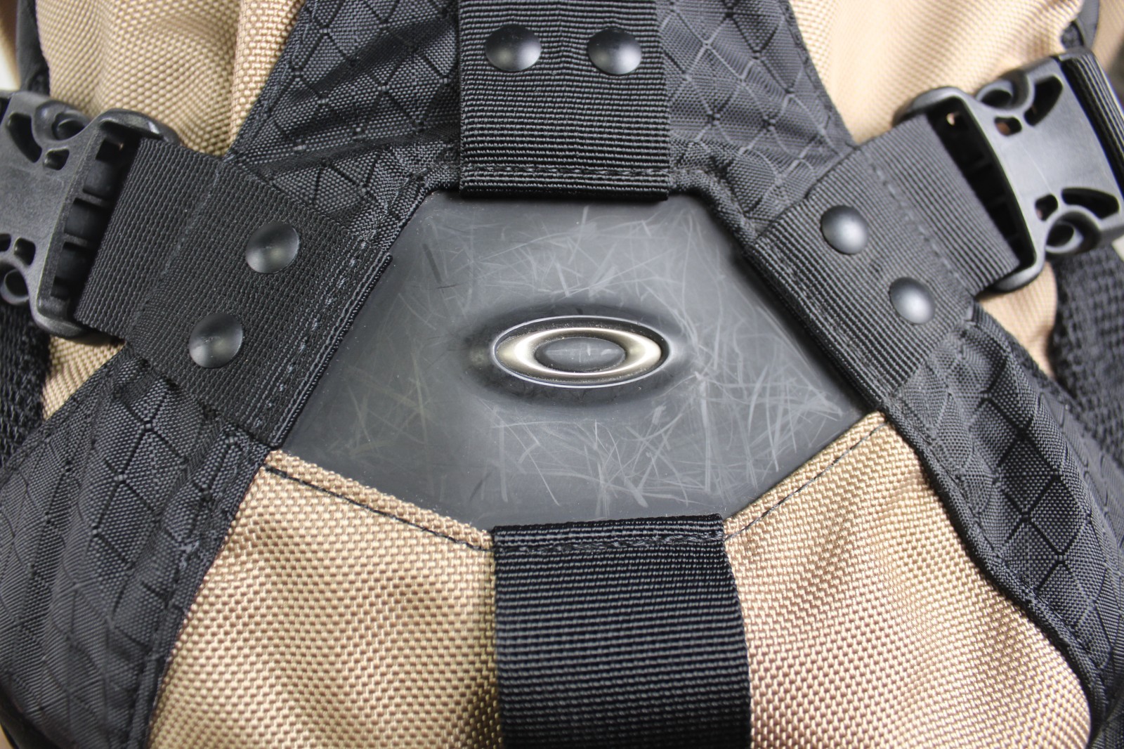 Vintage Y2K Oakley Icon Backpack Desert Tan Black Military Rucksack Clean Shape