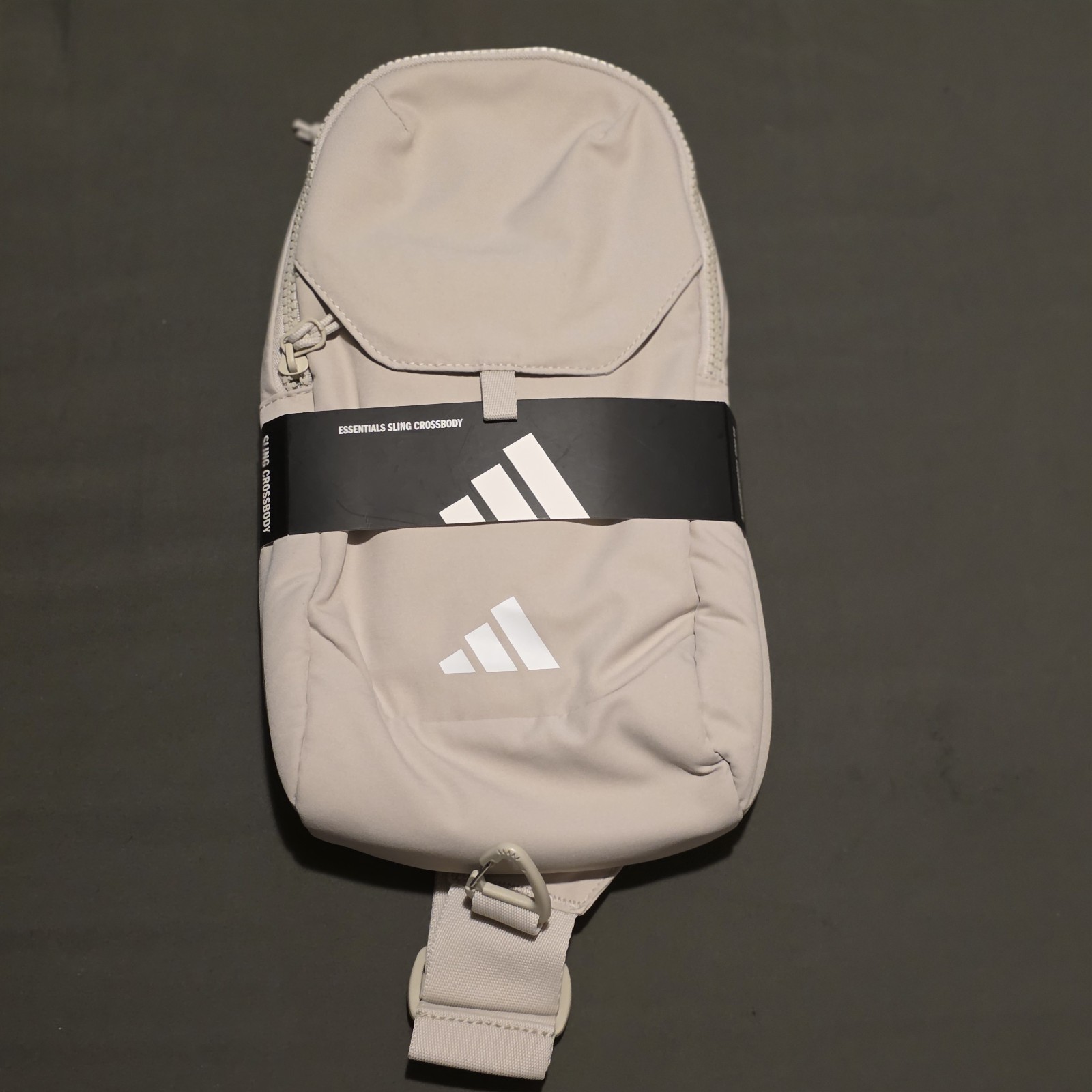Adidas Essentials Sling Crossbody Bag Beige New With Phone Strap Pocket. Unisex