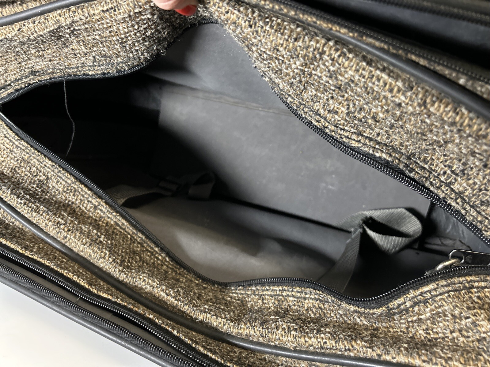 Diane Von Furstenberg Wool Tweed Double Strap Zip Around Large Luggage See Photo