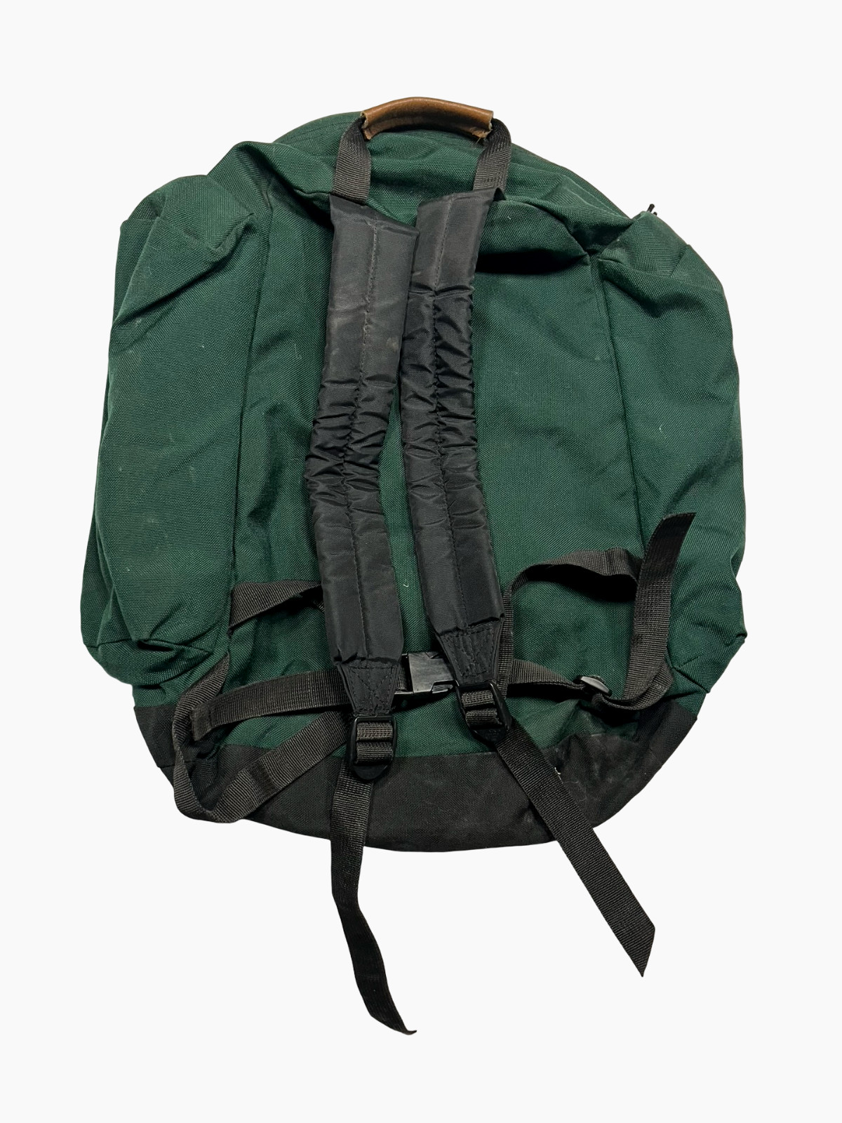 Vtg 90s JANSPORT x USA-MADE Green LEATHER-PATCH BACKPACK Outdoor Hike Gear Bag