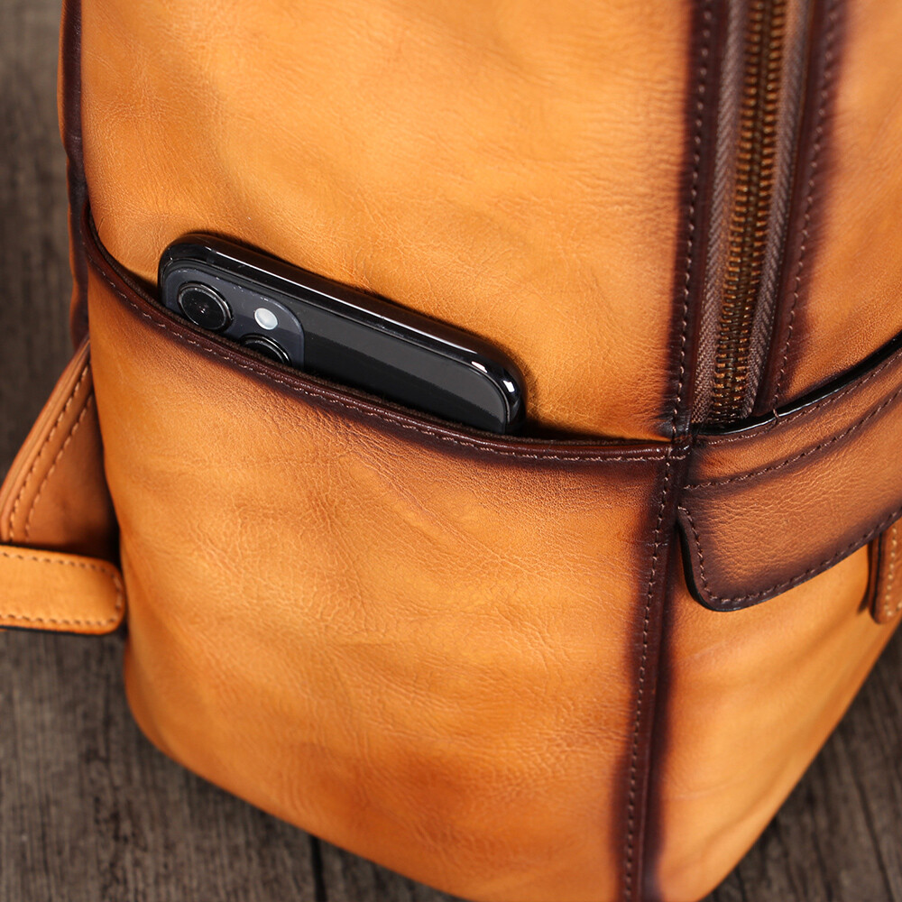 Genuine Leather Backpack Purse Men Vintage Rucksack Daypack for Travel Laptop