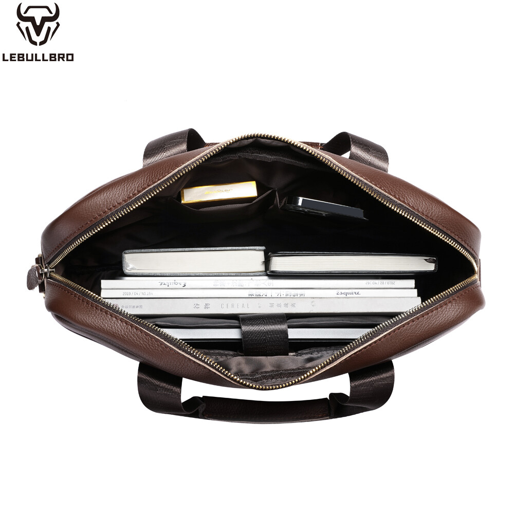 Men Genuine Leather Briefcase Shoulder Messenger Bag Business Work Bag Handbag Q