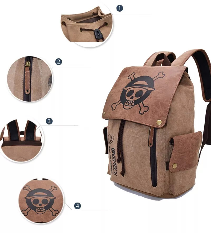 One Piece Attack on Titan Backpack Canvas Shoulders Bag Schoolbag Laptop Bag