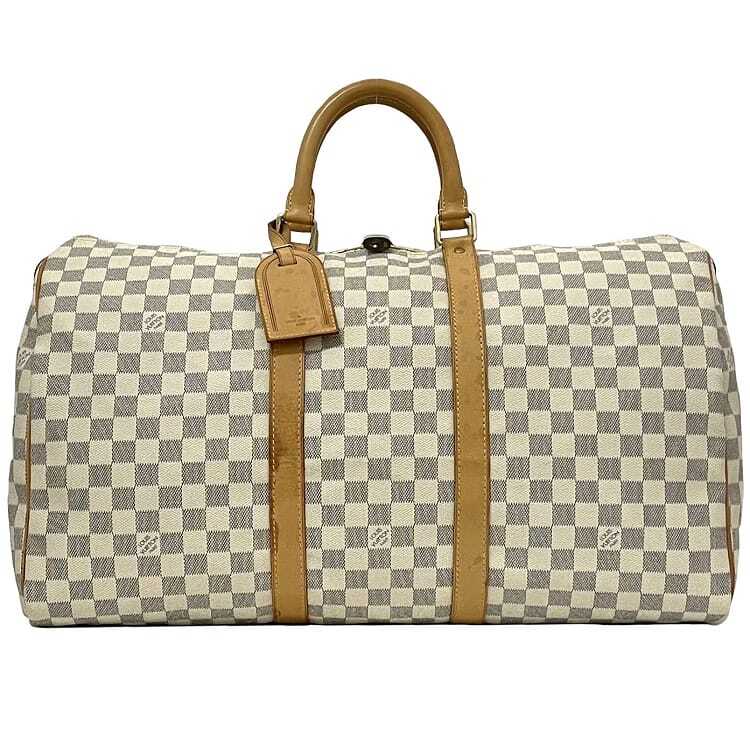 Louis Vuitton Boston Bag Keepall 50 ec-22816 White Gray Beige Damier Azur