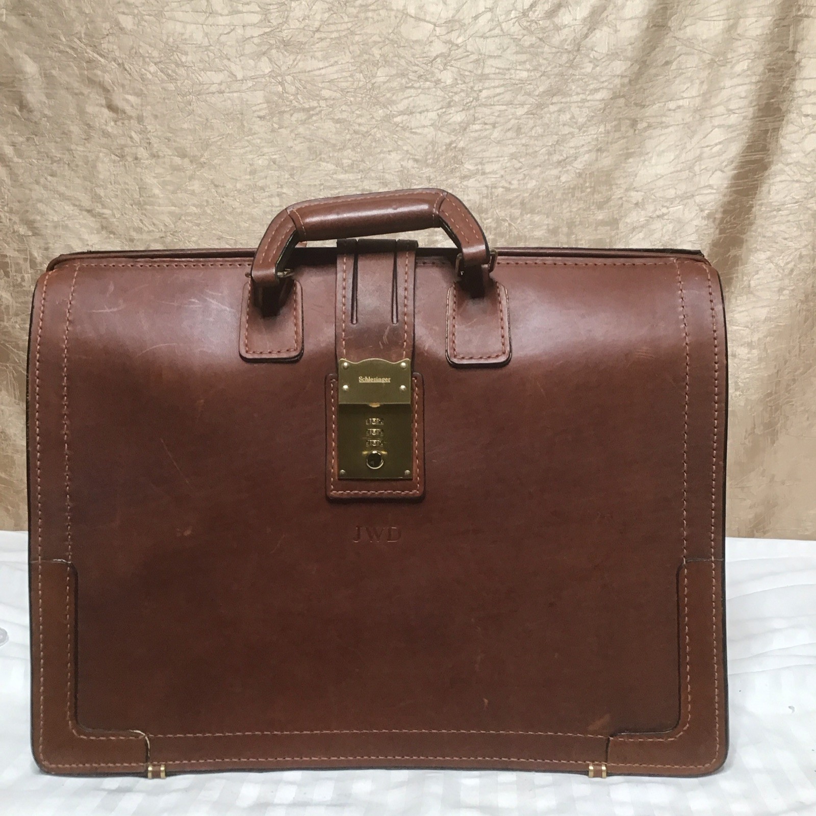 Vintage Leather SCHLESINGER Doctor Attorney Briefcase Attache Bag