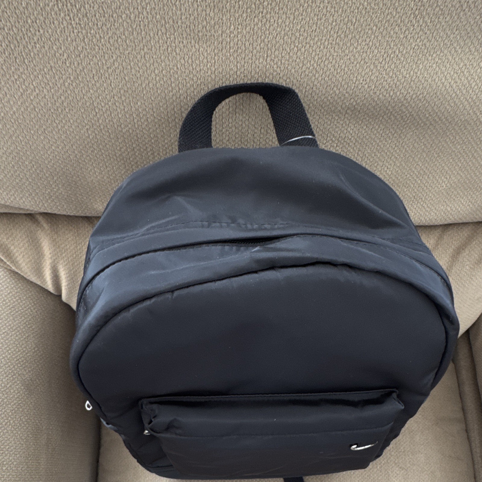 Wild Fable Black Solid Backpack with Front Zip Pocket, Zip Closure, Unisex