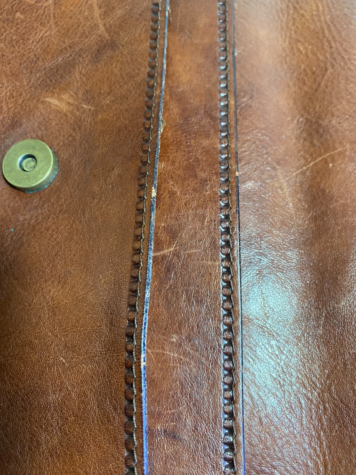 Cole Haan Brown Leather Portfolio Briefcase Document Bag Organizer Snap Closure