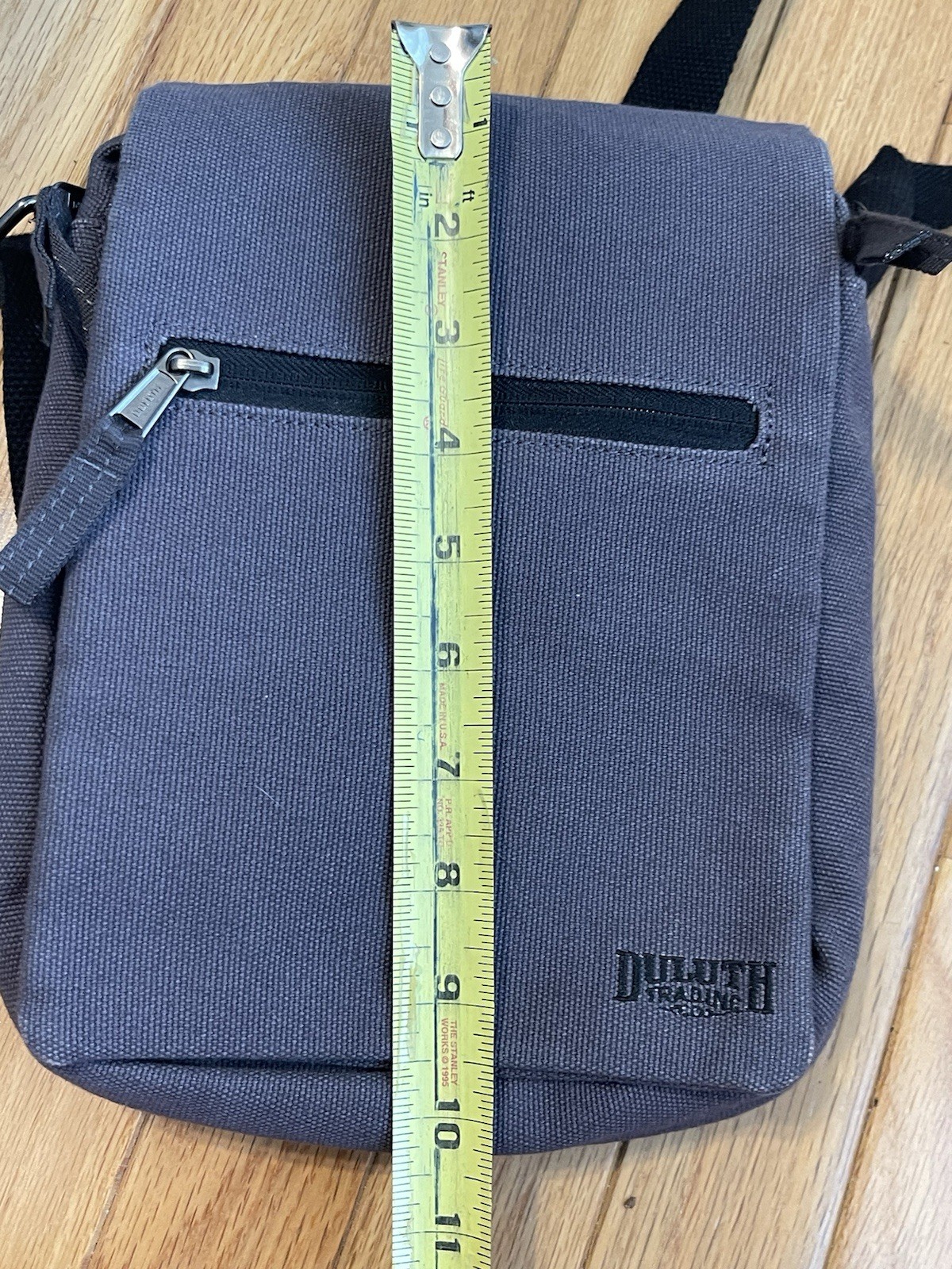 VTG Duluth Trading Co Gray Canvas Crossbody Bag Travel Utility Multi Pocket