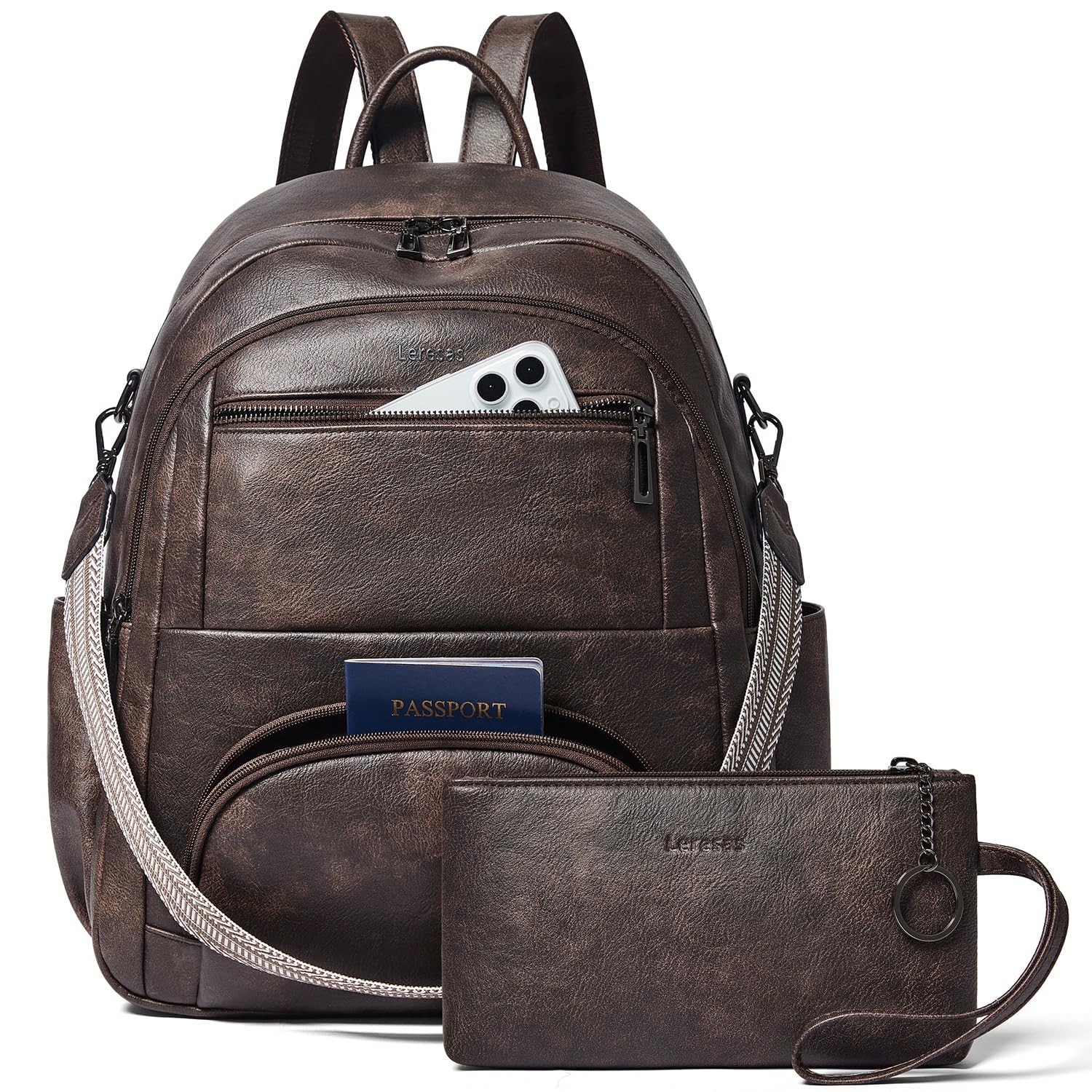 35L Backpack Purse for Women Men Vegan Leather Backpack College Computer Work…