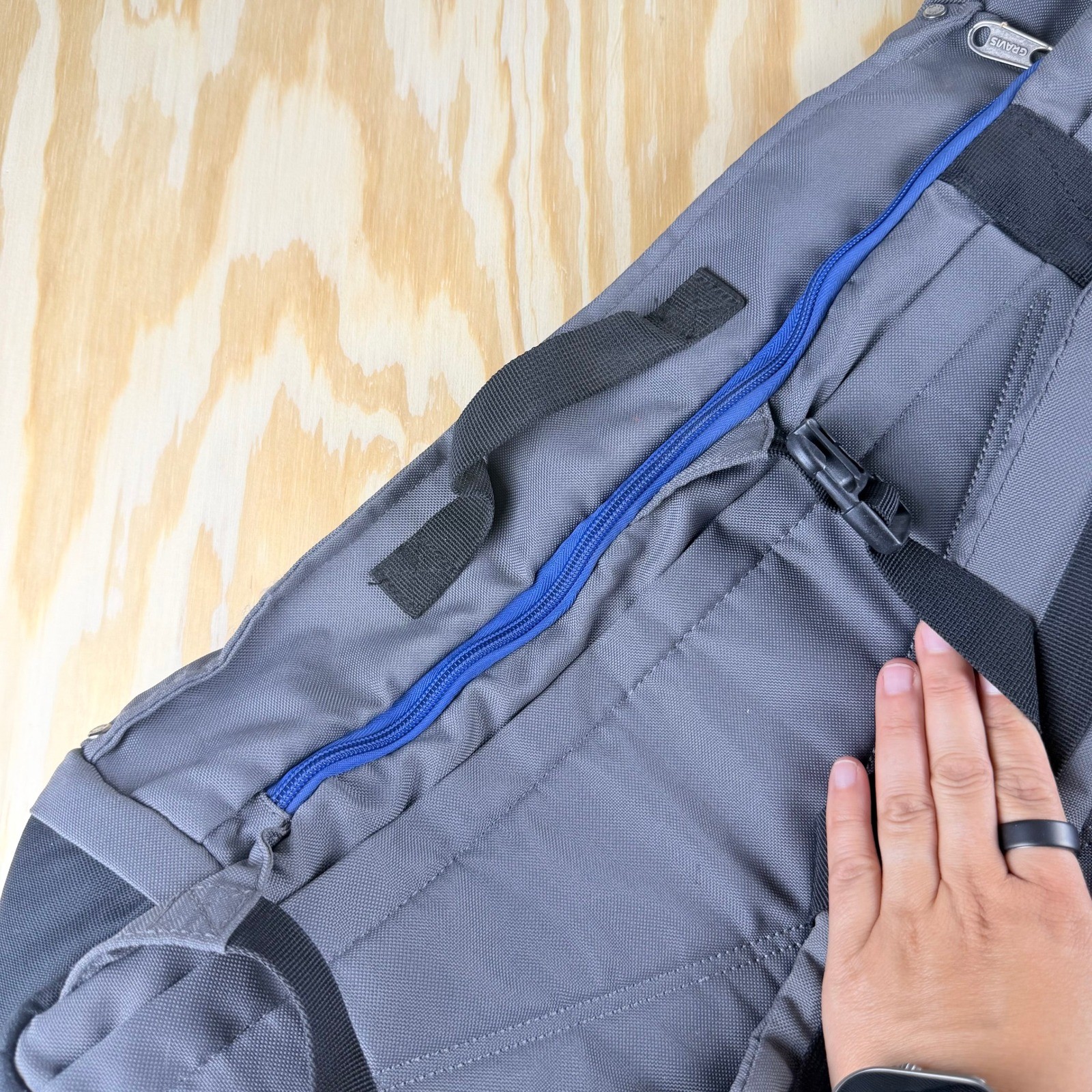 Gravis Skateboard Backpack Grey Black Blue Board Straps Padded Laptop Sleeve