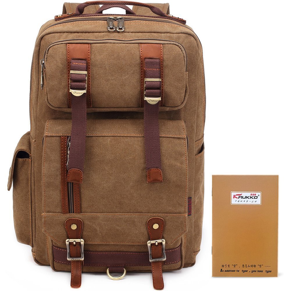 Kaukko Vintage Miltary Canvas Large Travel Backpack Carrying Bag Hiking Camping