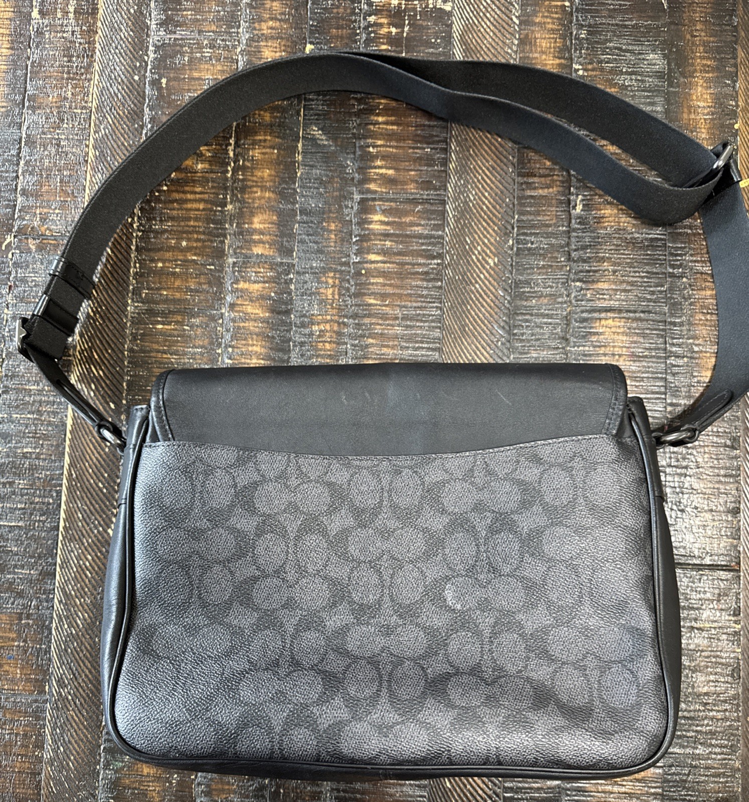 COACH Racer Messenger Bag In Signature Canvas & Leather CT716 Charcoal/Black