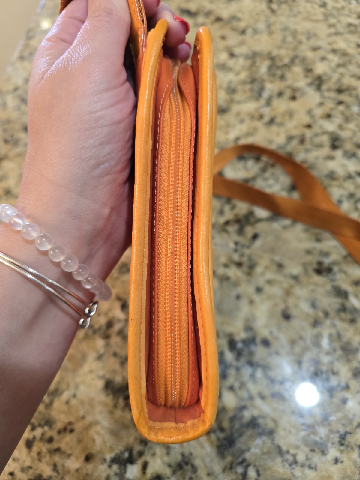 Piquadro Orange Leather Small Mens Crossbody Bag 8X5.5