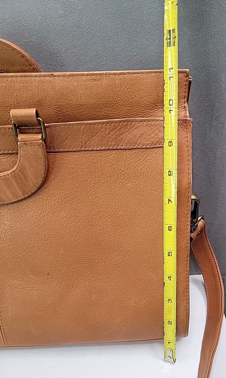 Vintage Leather Briefcase Tan Cognac Attache Messenger Crossbody Bag -BEAUTIFUL!