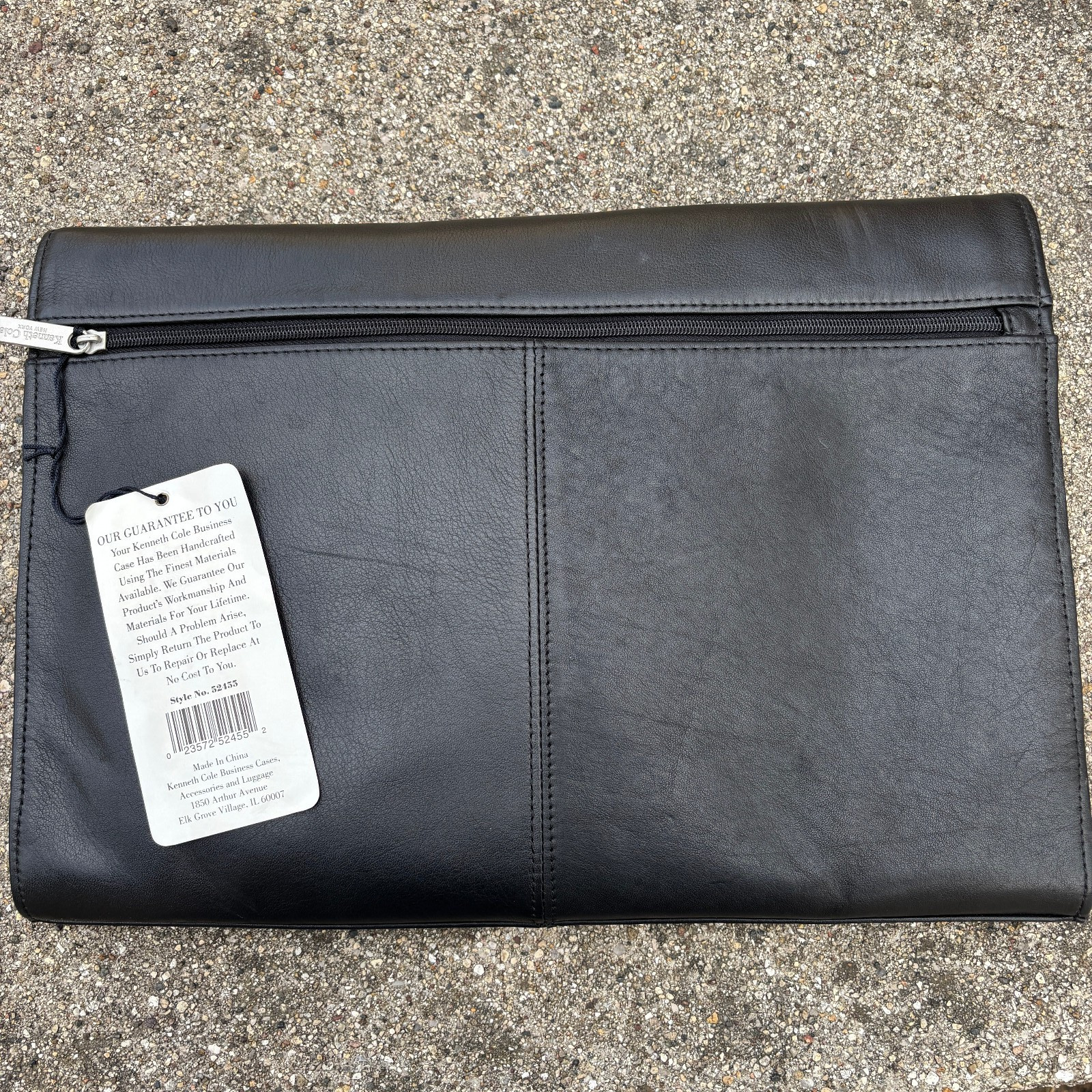 Kenneth Cole Leather Portfolio w. Lock Inside & Outside Zippered Pockets NWT