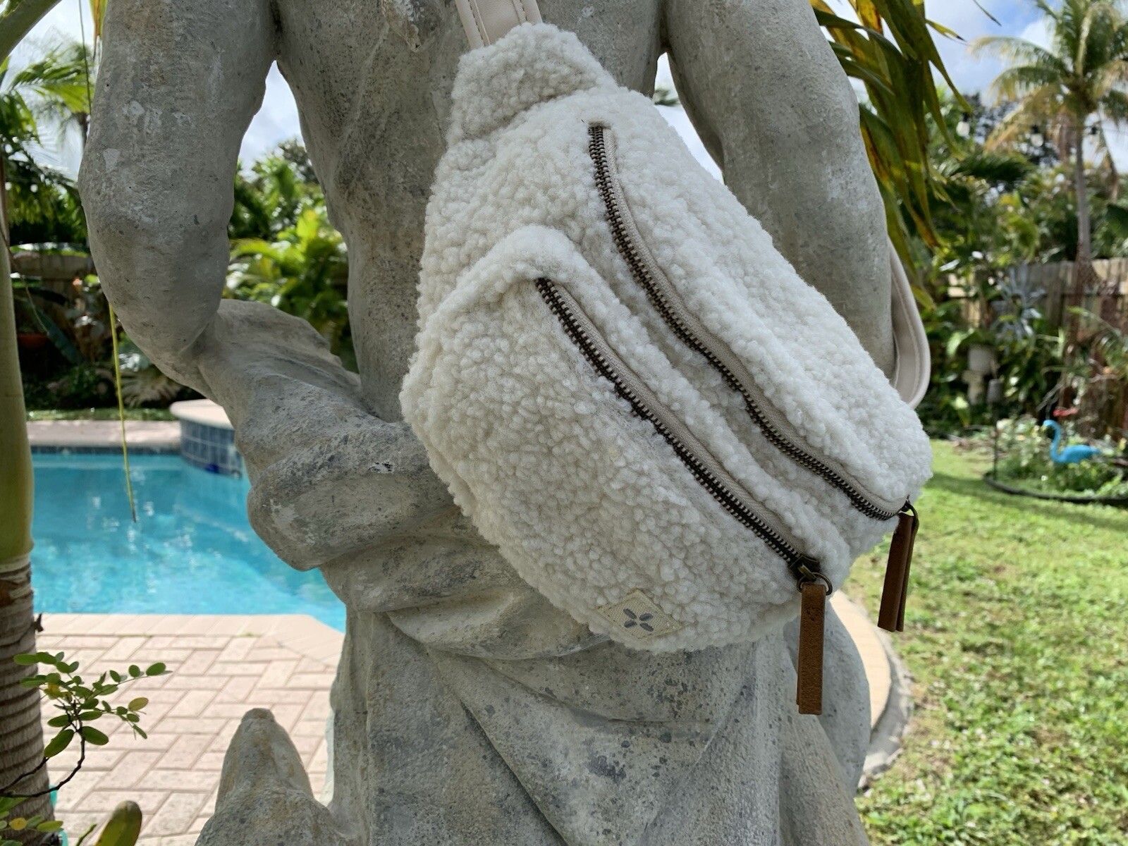 Sun + Stone Kieran Fleece Waist Pack Belt Bag, White