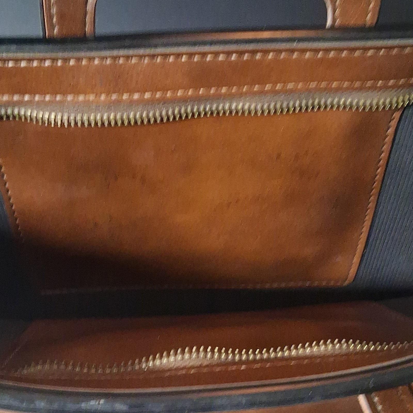 Brown Briefcase Document Case Top Handle Zip Closure Interior Pocket Unisex