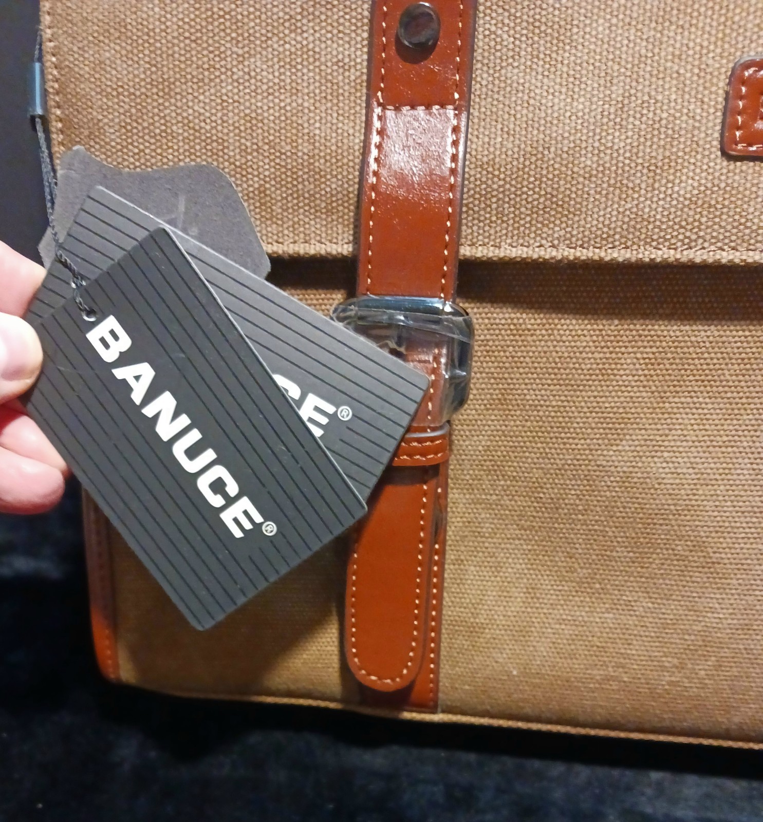 New Banuce Italian Csnvas Briefcase Laptop Bag Messenger Clasp Belt Dust Cov